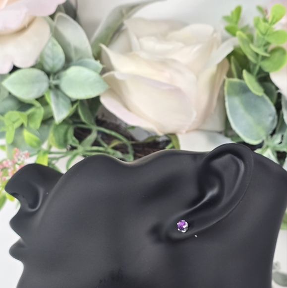 Amethyst Sterling terling Silver earrings - Picture 6 of 7